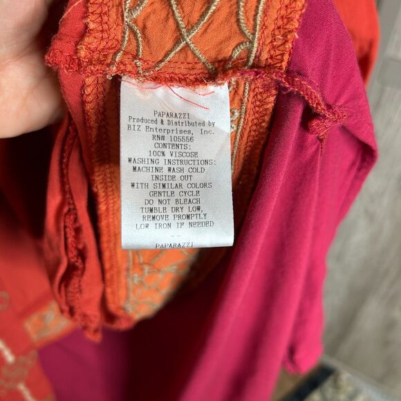 Paraparazzi Duster Womens Large XL Embroidered Bohemian Lagenlook Color Block - Picture 6 of 8